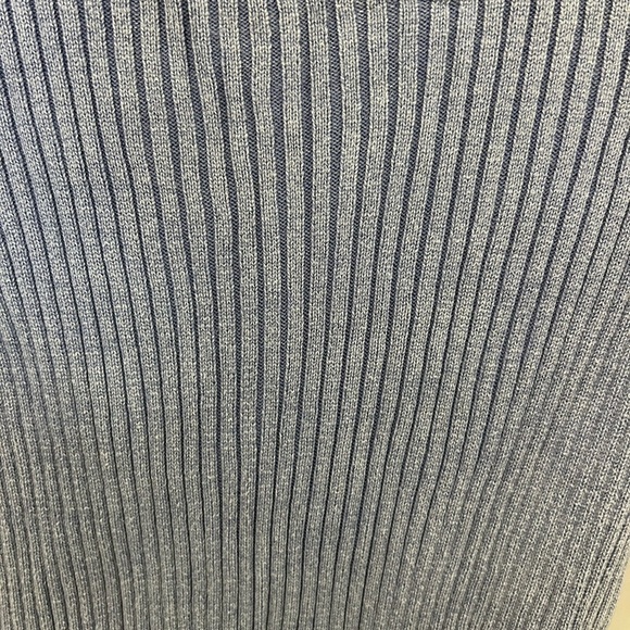 Blue Ribbed Long Sleeve, Wide-Neck Shirt, Sz L - Picture 3 of 7